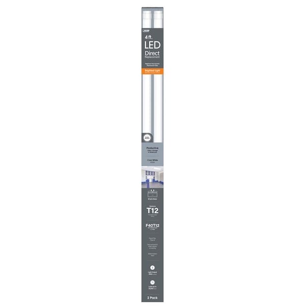 Feit Electric Feit T12 Cool White 48 in. Bin-Pin T12 LED Linear Lamp 40 Watt Equivalence 2 pk T1248HO840LED2R - main